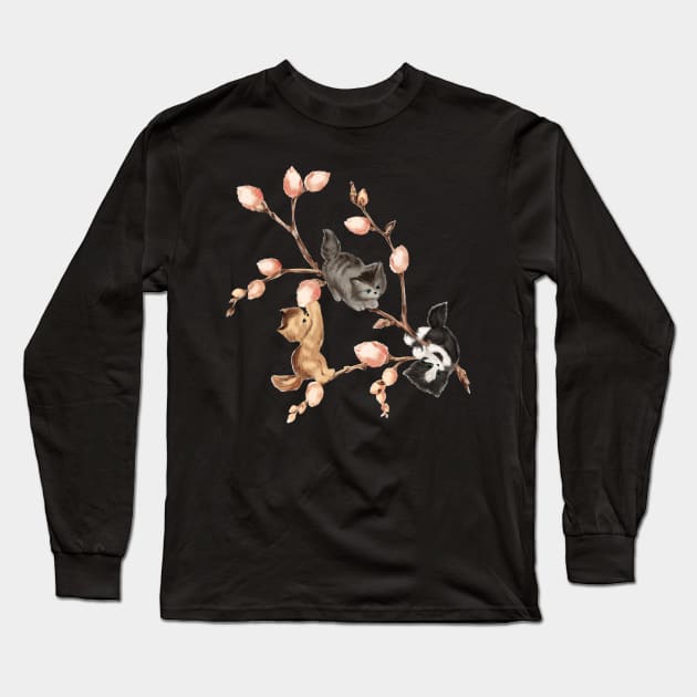 KITTEN AND COTTON Long Sleeve T-Shirt by JohnetteMcdonnell